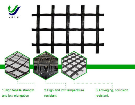 Yol yataklarının takviye cam lifleri Geogrid korozyona dayanıklı 25-120 KN/m