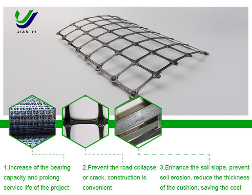 Uzun ömürlü havaalanı iskelet temel güçlendirme için iki eksenli plastik geogrid