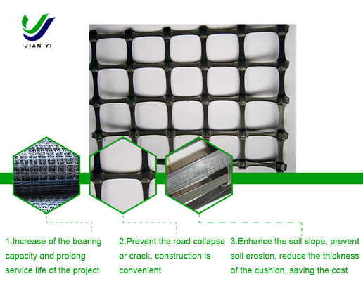 Kimyasal korozyona karşı dirençli Culvert Güçlendirilmiş Biaxial Plastik Geogrid