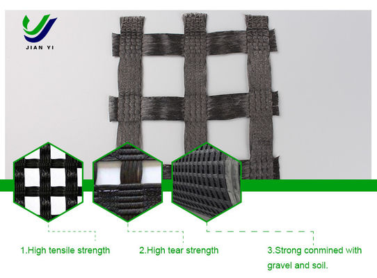 Otoyol Warp Tricked Polyester Geogrid 1-6m Yumuşak Toprak Temel Tedavisi