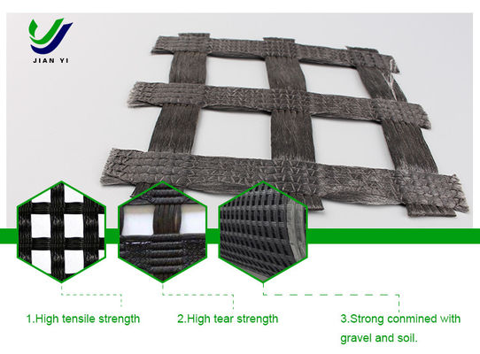 Yüksek Güçlü Warp Trick Polyester Geogrid Güçlendirilmiş Yollar ve Demiryolları için