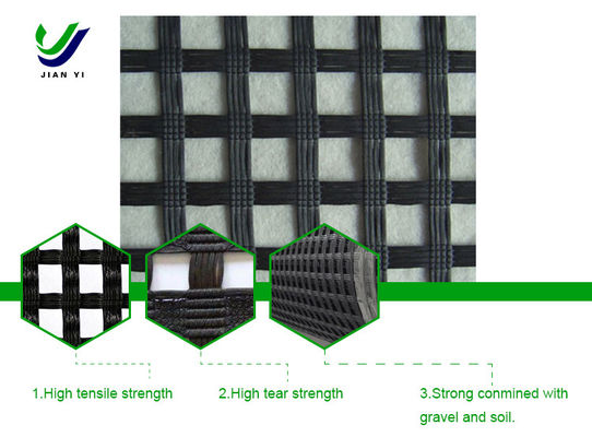Warp örgüden yapılmış poliester geogrid ultraviyole yaşlanmaya ve aşınmaya karşı mükemmel dayanıklılığa sahiptir