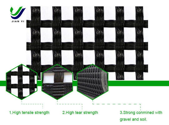 Hafif Ağırlık İyi drenaj malzemesi Hafif Warp Tricked Polyester Geogrid