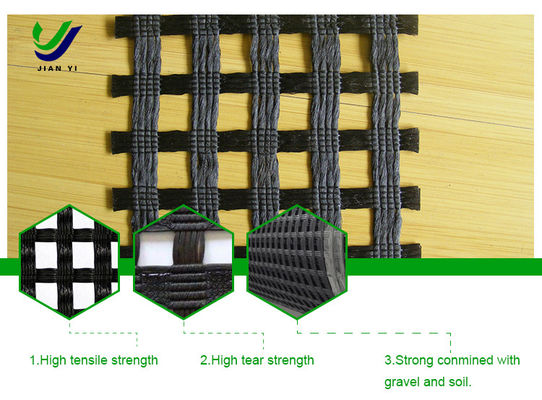 Yüksek Sıfırlama Gücü ve Düşük Uzunluklu Warp Tricked Polyester Geogrid
