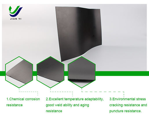 Kimyasal Korozyon Direncine Sahip ve %700 Uzamaya Sahip, Maden Atık Havuzları için Ultra Düşük Geçirgenlikli HDPE Pürüzsüz Jeomembran