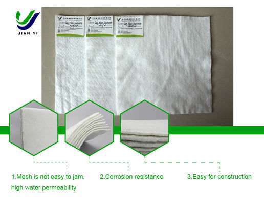 Mükemmel filtreleme fonksiyonu ile Beyaz Hafif Ağırlıklı Staple Fiber Geotextile