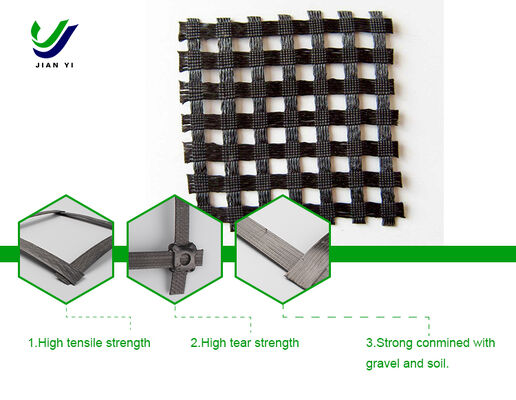 Yüksek Tensile Gücü Altın Geogrid, UV Direnci ve 30 ~ 120KN/m Tensile Direnci ile Ağır Güçlü Yol İnşaatı