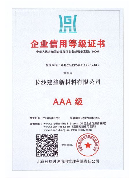 Çin Changsha Jian-Yi New Material Co., Ltd. Sertifikalar